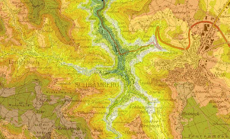 Topographische Karte von Schramberg - Hhenstufen