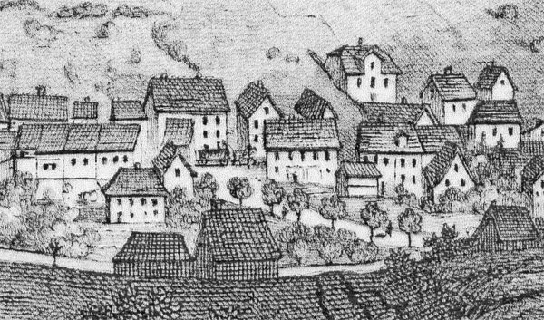 Zentrale Straenzge von Schramberg auf einer Lithographie aus dem 19. Jahrhundert