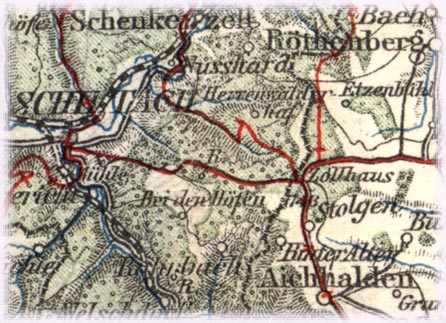 Von Aichhalden nach Schiltach. Ausschnitt aus einer Wanderkarte